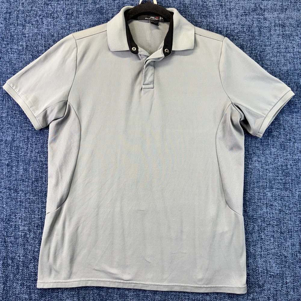RLX Ralph Lauren Polo Shirt Mens Small Gray Polyester Athletic Short Sleeve Snap